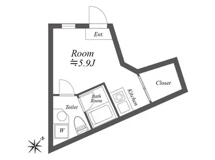 ルクレ神宮前(ワンルーム/3階)の間取り写真