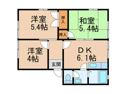 JR和歌山線 岩出駅 徒歩40分 2階建 築30年(3DK/1階)の間取り写真