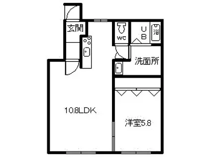 プラシード(1LDK/1階)の間取り写真