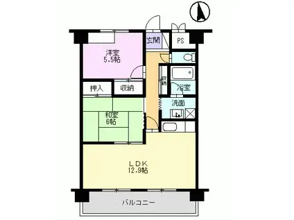 アビタシオン02(2LDK/2階)の間取り写真