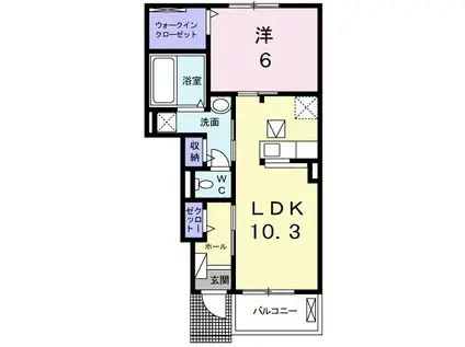 ミ カーサ(1LDK/1階)の間取り写真