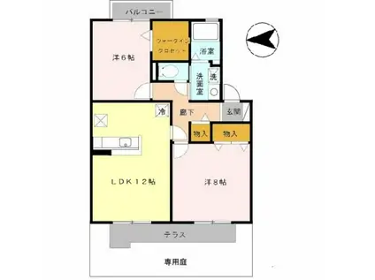 セレブリティ長吉 B棟(2LDK/1階)の間取り写真