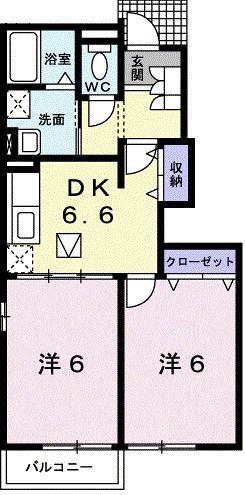 パストラーレ(2DK/1階)の間取り写真