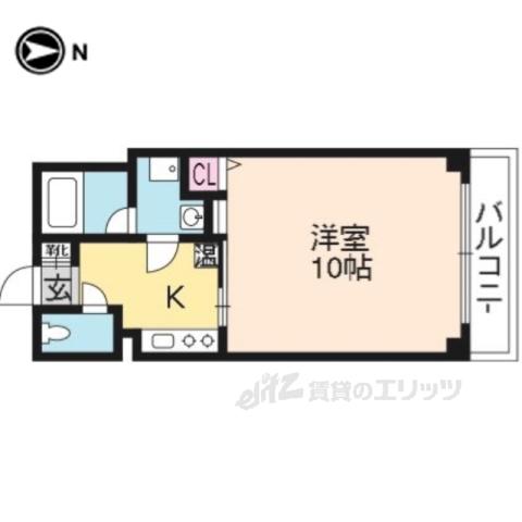 ソレイユ京衣笠(1K/2階)の間取り写真