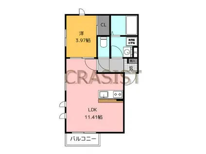 REBECCA(1LDK/3階)の間取り写真