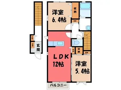 サニーウェル(2LDK/2階)の間取り写真