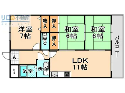リブレ鴻池(3LDK/4階)の間取り写真