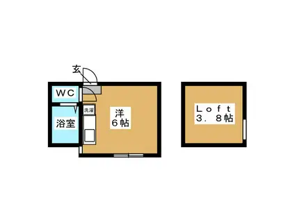 ユナイト追浜 カタルーニャ(ワンルーム/1階)の間取り写真