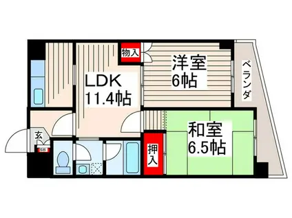 関寅ビル(2LDK/5階)の間取り写真