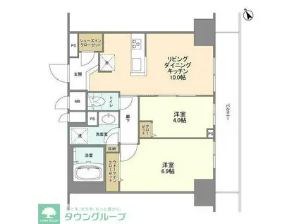 BLESS蔵前(2LDK/11階)の間取り写真