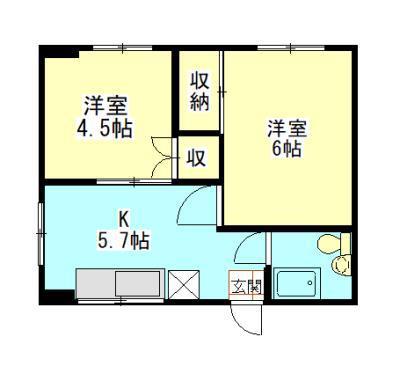 石川ビル(2K/2階)の間取り写真