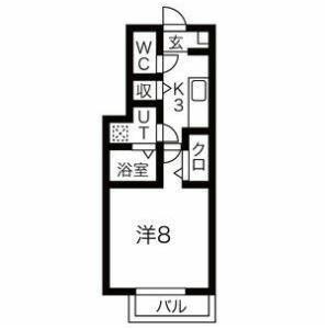 カーサM(1K/1階)の間取り写真