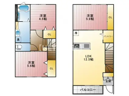 ハイツタカシマIII(3LDK/1階)の間取り写真