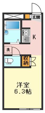 レオパレス富士(1K/1階)の間取り写真