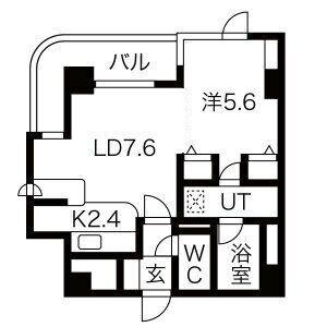 ダイアパレス北三条第二(1LDK/7階)の間取り写真