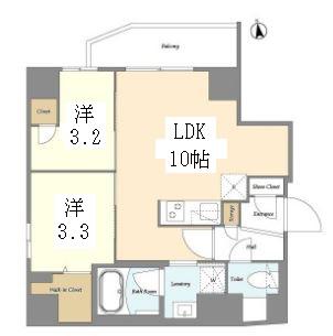 グランカーサ上野松が谷(2LDK/3階)の間取り写真