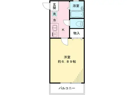 パークサイドアサタニ(1K/2階)の間取り写真