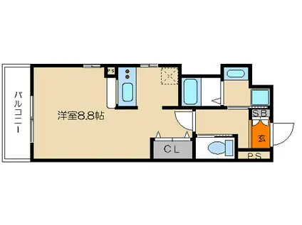 エイペックス京都東山三条(1K/1階)の間取り写真