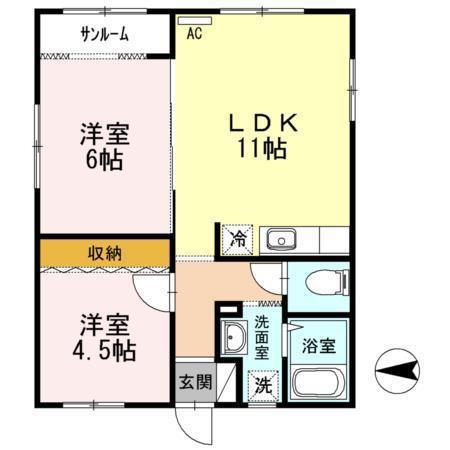 CAT BOX(2LDK/2階)の間取り写真