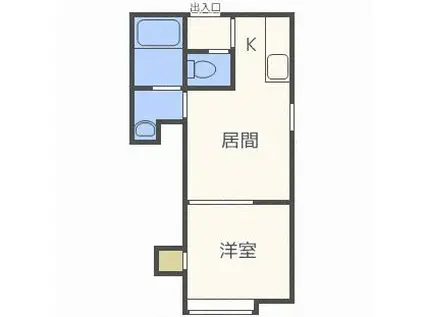 クレスト28(1DK/2階)の間取り写真