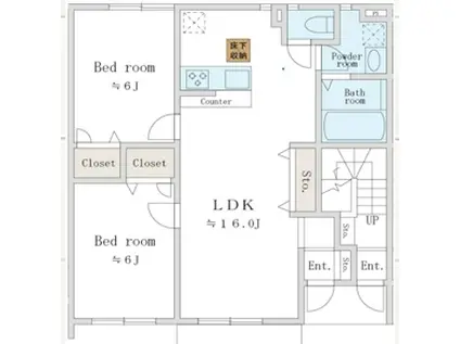リマ 1(2LDK/1階)の間取り写真