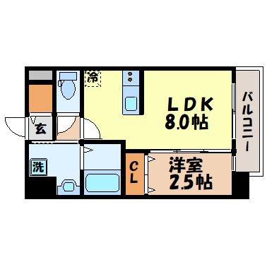 MODERN PALAZZO 長崎 CENTRAL(1LDK/8階)の間取り写真