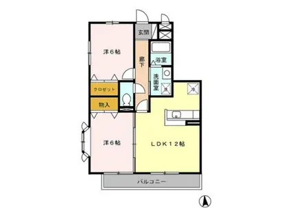 サザンクロス(2LDK/2階)の間取り写真