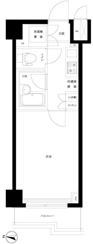 ルーブル武蔵小杉(1K/1階)の間取り写真