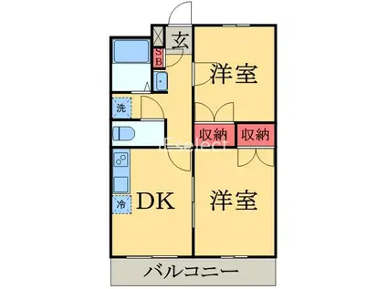 LPクレストC(2DK/2階)の間取り写真