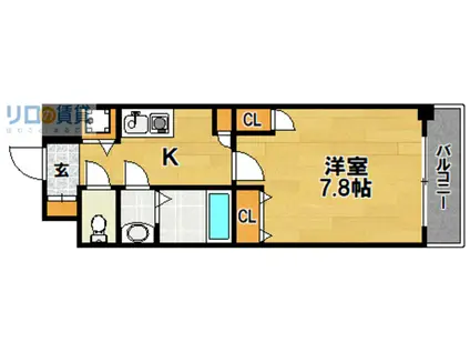 クラウンハイム淡路駅前通(1K/2階)の間取り写真