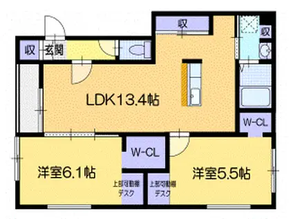 ノルフィーノエクラIV(2LDK/3階)の間取り写真