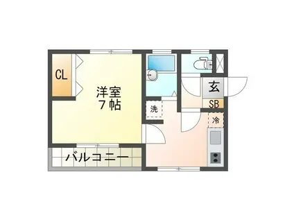 ベルエール上浜(1K/3階)の間取り写真
