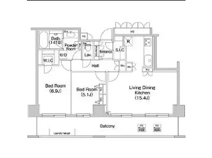 コンフォリア田町(2LDK/12階)の間取り写真