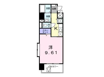 セレスタイト黒崎(1K/9階)の間取り写真