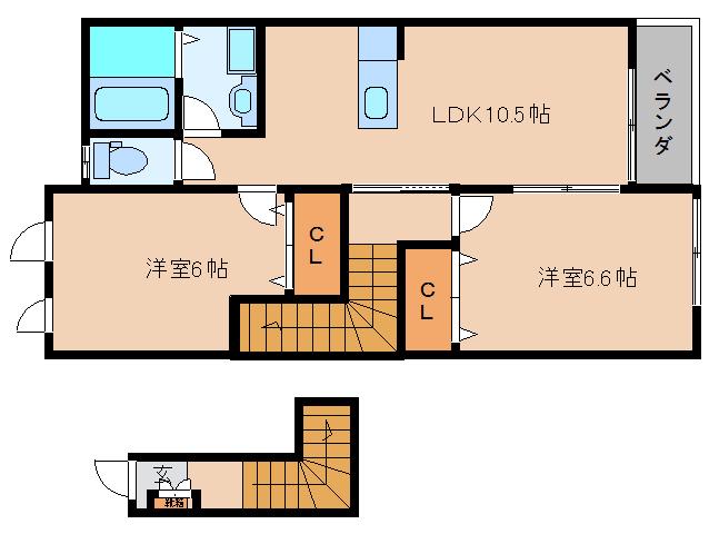 ルミナスハイム(2LDK/2階)の間取り写真