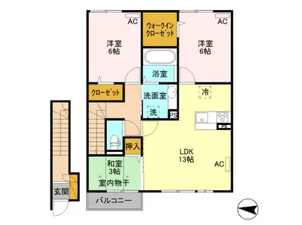 京和風嵯峨野華 堀込町(3LDK/2階)の間取り写真