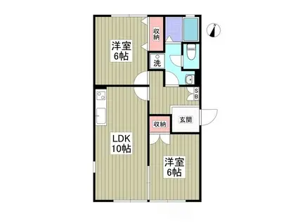 サンライズA棟(2LDK/1階)の間取り写真