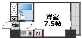 アーバンエース上本町パル(ワンルーム/3階)の間取り写真