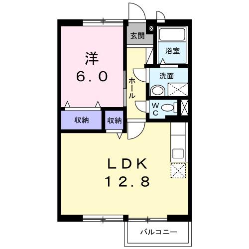 エルディムユートピアC(1LDK/2階)の間取り写真