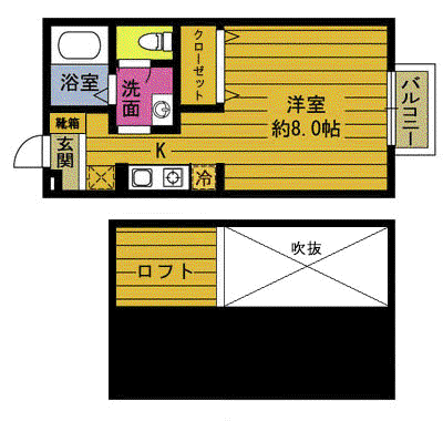 セジュールSD(1K/2階)の間取り写真