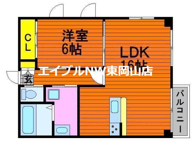 カネツグマンション(1LDK/3階)の間取り写真