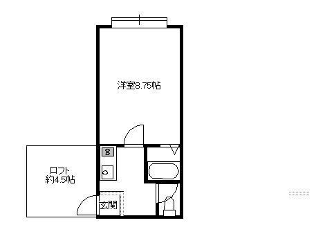リバーサイド住吉(1DK/2階)の間取り写真