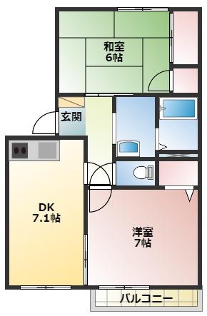 エクレールフタバ(2DK/2階)の間取り写真