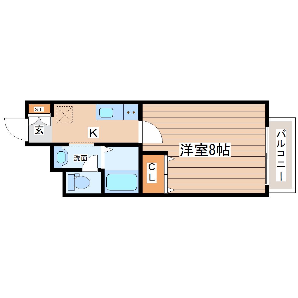アスコット多賀城(1K/1階)の間取り写真