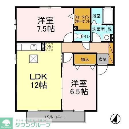 ベルテ藤原(2LDK/2階)の間取り写真