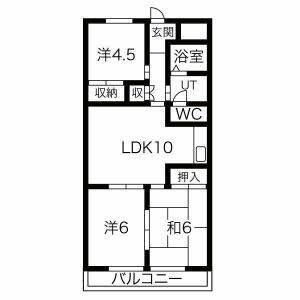 中銀コーポII(3LDK/3階)の間取り写真