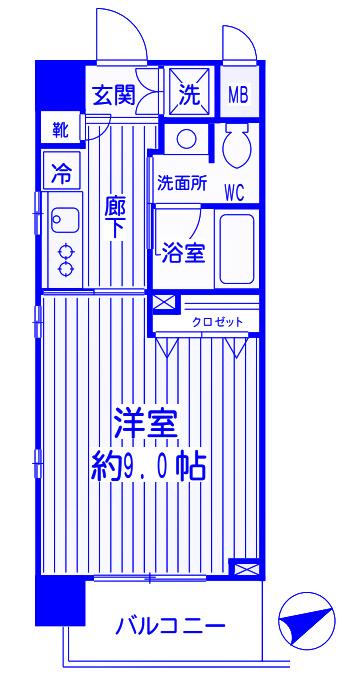 グランイーサ新丸子(1K/3階)の間取り写真