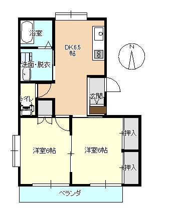 アイユウジュ(2DK/2階)の間取り写真