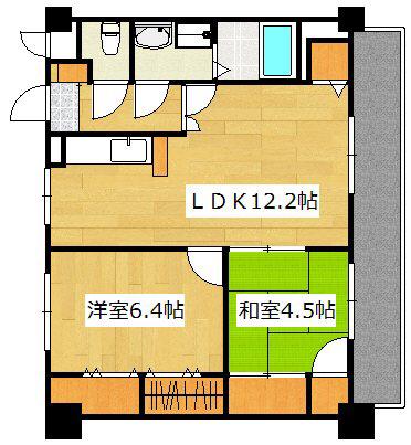 プレステージ国分II(2LDK/3階)の間取り写真