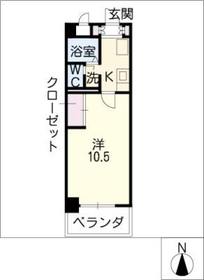 ドミール伝馬(1K/1階)の間取り写真